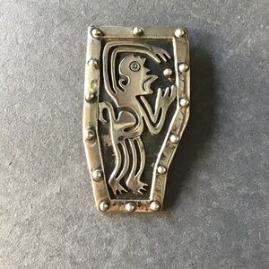 Sterling Silver Mexican Monkey Brooch
